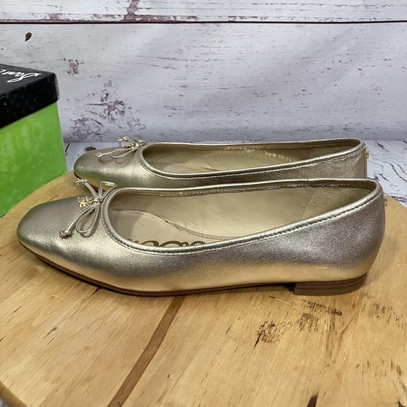 Sam Edelman Jillie Champagne Metallic Leather Ballet Flats Womens Size 9M - Picture 4 of 8
